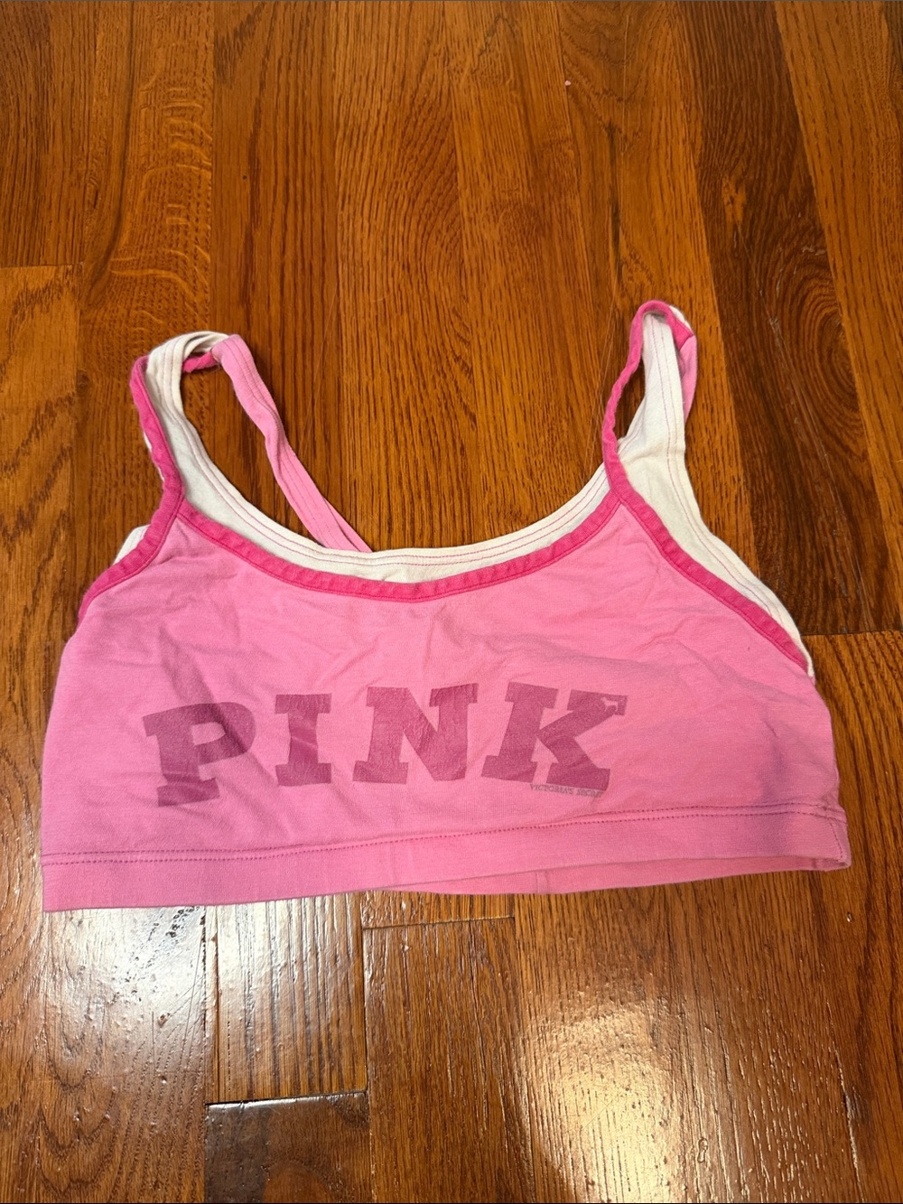 PINK Victoria's Secret Pink Logo Double-Strap Bralette in Light Pink